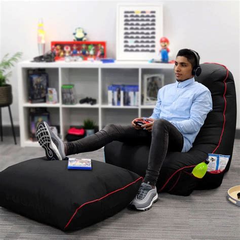 black rugame gamer bean bag chair red british made living room from breeze furniture uk