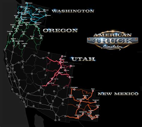 American Truck Simulator Oregon Map Map Vector