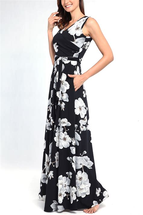 Comila Womens Summer V Neck Floral Maxi Dress Casual Long Dresses With Pockets Beachwear Central