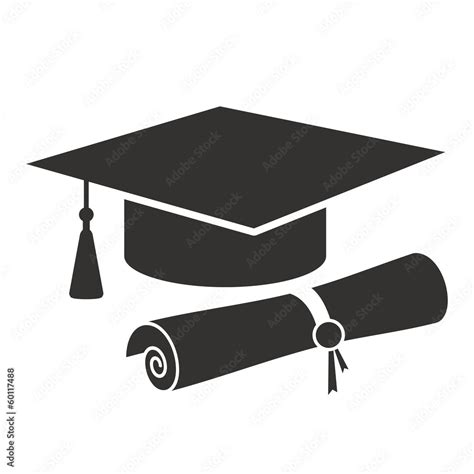 Graduation Cap And Diploma Silhouette Icon Stock Vector Adobe Stock