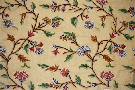 Linen Crewel Embroidered Sheer Fabric Beige Multicolor Flr612 Best