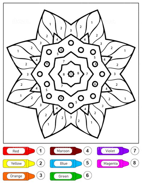 Easy Flower Mandala Color By Number Download Print Now