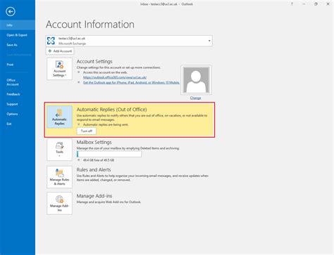 Set Automatic Replyout Of Office Message In Outlook 2016 For Windows Information Services