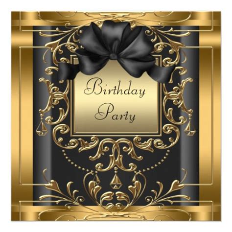 Black and gold 60th birthday party balloon decorations bakewell derbyshire we loved creating this black and gold balloon decor for a surprise 60th birthday party at bakewell golf club in the. Elegant Black and Gold Birthday Party Invitations | Zazzle