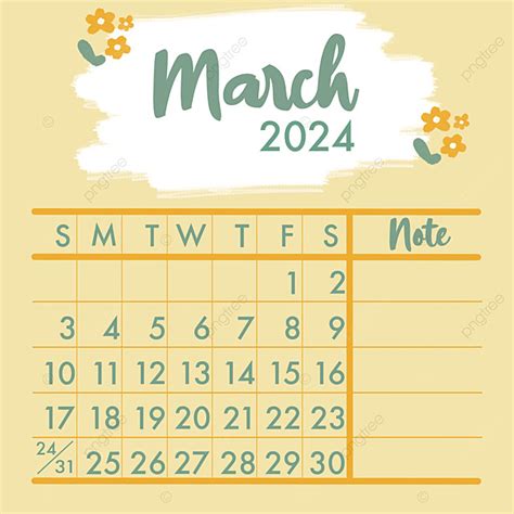 March Calendar 2024 Template Download On Pngtree