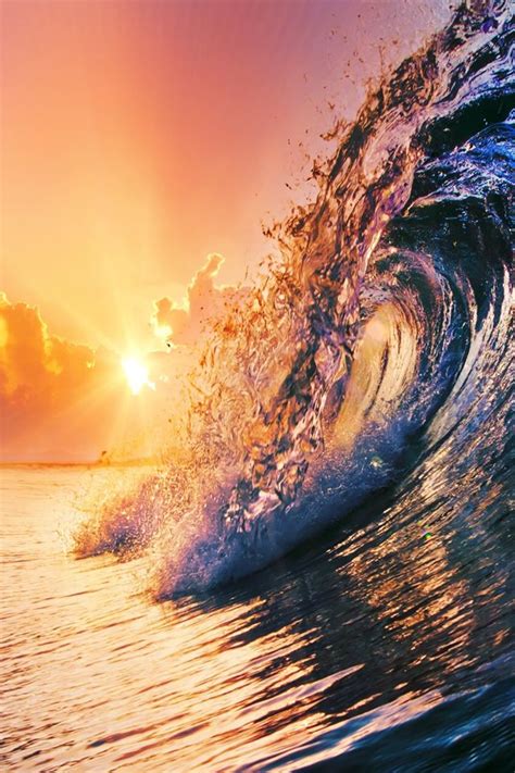 Surging Wave Under Sunrise Iphone 4s Wallpaper Surfing