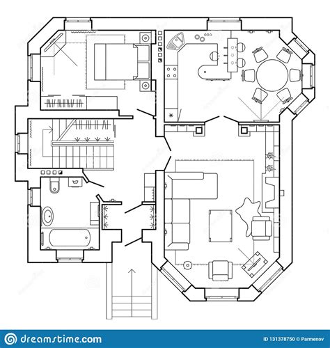 Architectural Plan Of A House Floor Plan Of The Apartment With The