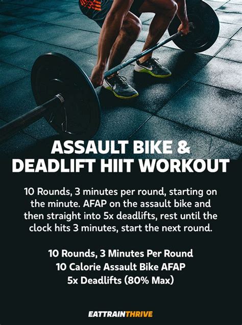 Assault Bike And Deadlift Hiit Workout Assault Bike Workout Biking