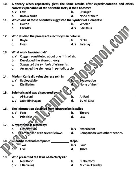 Chemistry For Class Ix Chapter No Mcqs And Fill In The Blanks