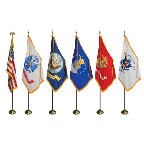 8 Poles3 X 5 Flags Complete Us And Military Indoor Set
