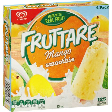 Streets Fruttare Fruit Smoothie Mango 4pk 300ml | Woolworths