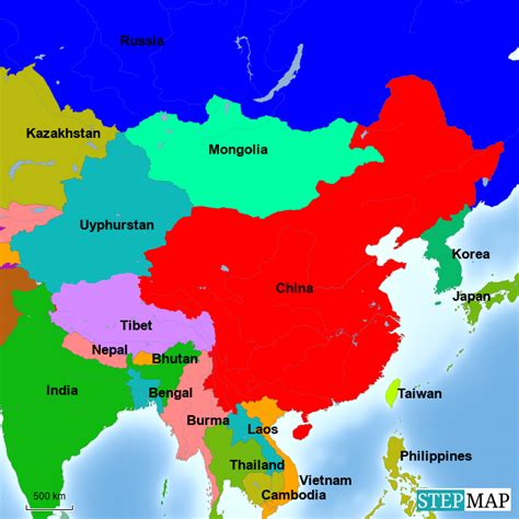 Stepmap Alternative Map Of East Asia Landkarte Für China