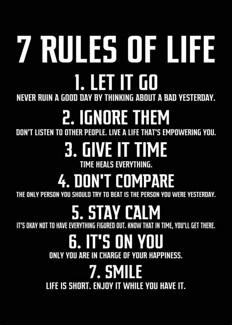 7 Rules Of Life Poster Picture Metal Print Paint By Crbn Design