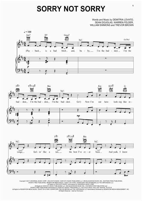 Read or print original sorry, not sorry lyrics 2021 updated! Sorry Not Sorry Piano Sheet Music | OnlinePianist