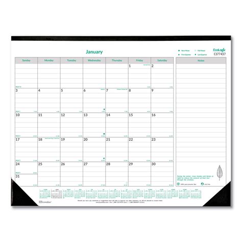 Brownline® Ecologix Monthly Desk Pad Calendar 22 X 17 Whitegreen