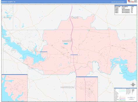Marion County Tx Wall Map Color Cast Style By Marketmaps