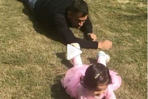 watch ms dhoni goes on a crawling spree with daughter ziva inuth