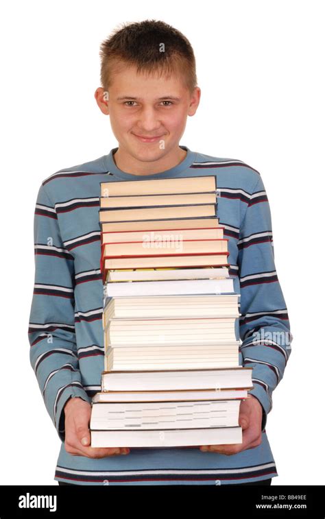 Boy With Books Stock Photo Alamy