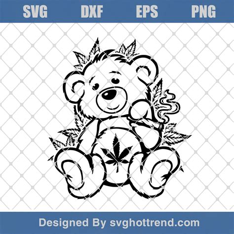 Teddy Bear Smoking Joint Svg Stoned Bear Svg Smoking Weed Svg Smoking Cannabis Svg High