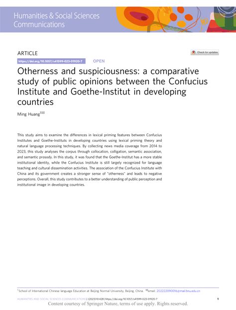 Pdf Otherness And Suspiciousness A Comparative Study Of Public