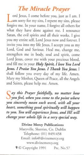 Prayer Cards Frrookey Miracle Prayer