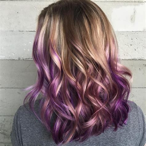 Chestnut Hair With Purple Balayage Purple Blonde Hair Purple Ombre Hair Purple Balayage