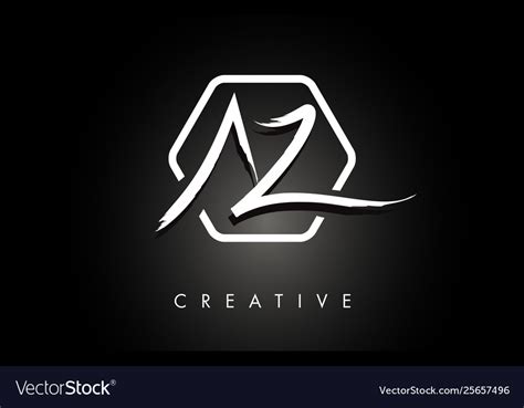 Az A Z Brushed Letter Logo Design With Creative Vector Image