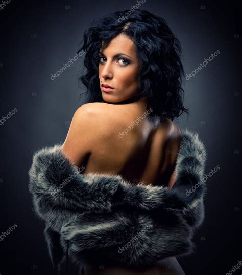 Beautiful Sexy Woman In Fur Coat Stock Photo Amoklv 8841048