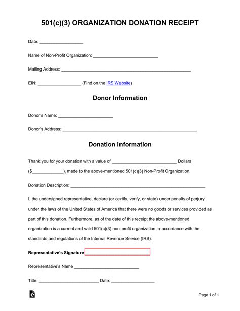 Free Donation Receipt Template C PDF Word EForms