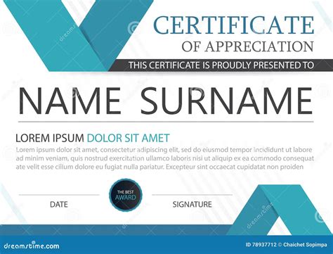 Blue Elegance Horizontal Certificate With Vector Illustration White