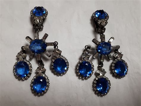 Lawrence Vrba Chandelier Earrings Royal Blue Unfoiled Etsy Uk