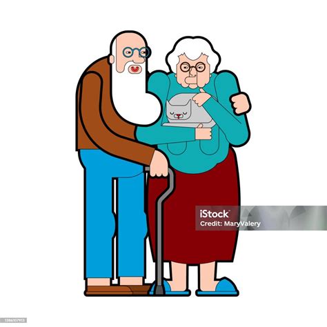 Grandfather And Grandmother Grandpa And Grandma Pensioners Vector