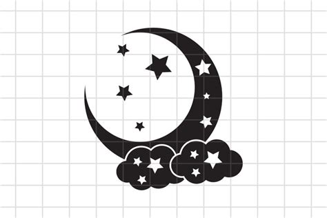 Night Moon And Stars Svg Cut Files For Cricut Crescent 1288452