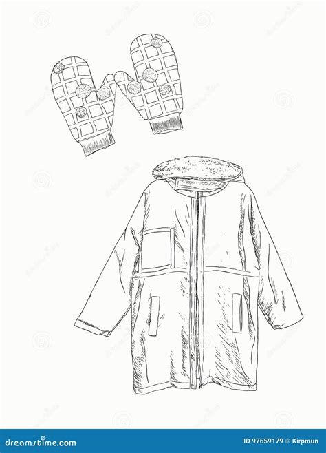 Winter Clothing Sketch Stock Illustrations Winter Clothing Sketch Stock Illustrations