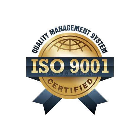 Iso 9001 Golden Certified Icon Certification Stamp Flat Design Vector