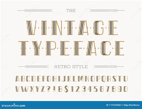 Vintage Typeface Retro Line Style Stock Vector Illustration Of