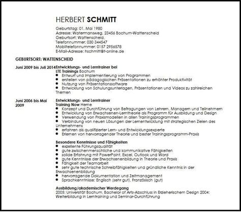 Meier, in nur 99 tagen ist es soweit: Lebenslauf Entwicklungs und Lerntrainer Muster ...