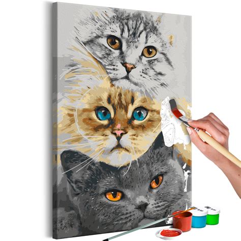 Tableau à Peindre Soi Même Cats Trio Artgeist Multicolore