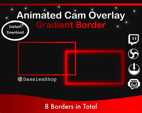 Twitch Animated Camera Overlay Red Gradient Border Etsy