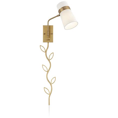 Possini Euro Cartwright Antique Brass Plug In Wall Lamp W Vine Cord