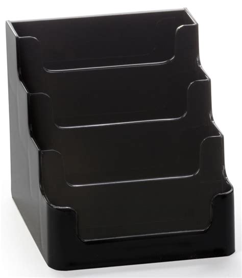 Nine pockets give the user plenty of slots to store and dispense product or company information. Four Pocket Business Card Display | Black Acrylic Holder