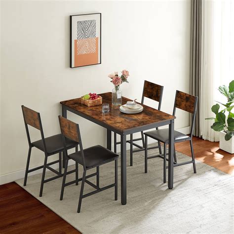 Btmway 5 Piece Kitchen Table And Chair Set Modern Metal Counter Height