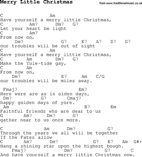 Christmas Carolsong Lyrics With Chords For Merry Little Christmas