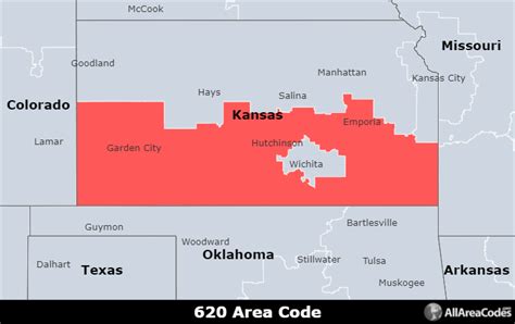620 Area Code Time Zone Map Map