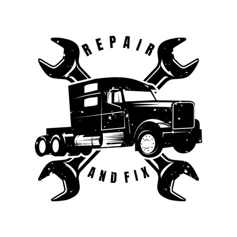 Semi Truck Repair Illustration Logo Design Vector 6793544 Vector Art At
