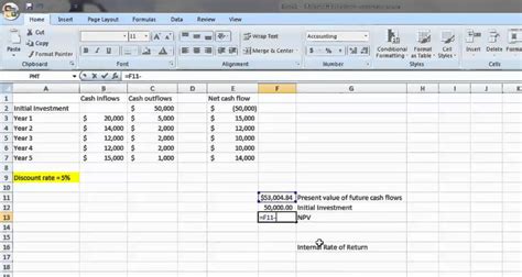 Net Present Value Excel Template