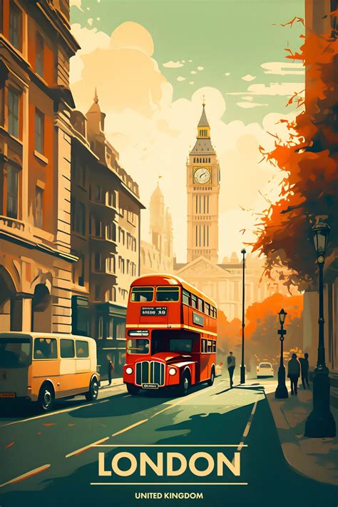 Wall Art Print London Vintage Travel Poster Ukposters