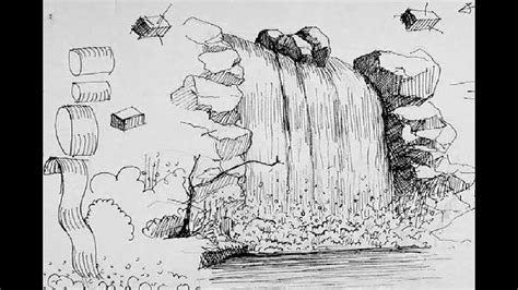 How To Draw Waterfall Pencil Drawing Step By Step Youtube