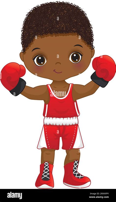 Vector Cartoon African American Boy Boxing Stock Vector Image And Art Alamy