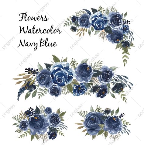 Check spelling or type a new query. Watercolor Set Of Flower Bouquet Navy Blue, Floral ...